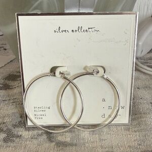 NWT a new day Polished Silver 925 stamped Hoop Earrings